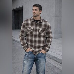 Distortion Brown Plaid Shirt Jacket